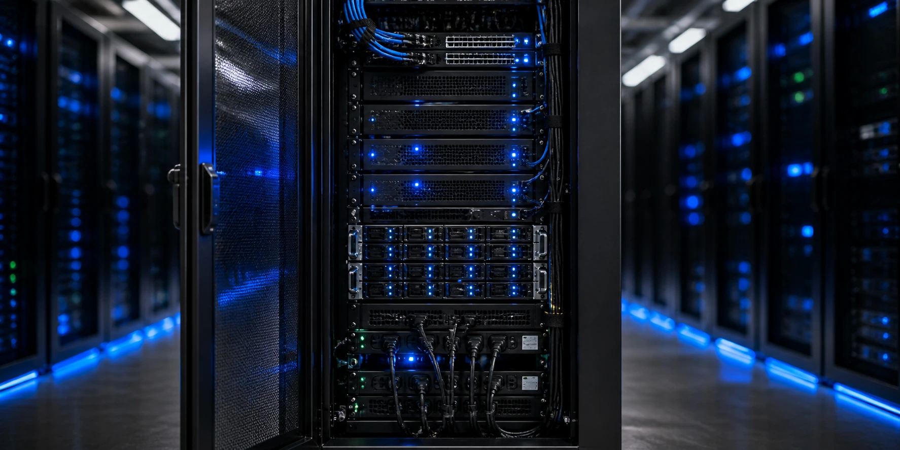 Colocation rack inside a Tier III data center
